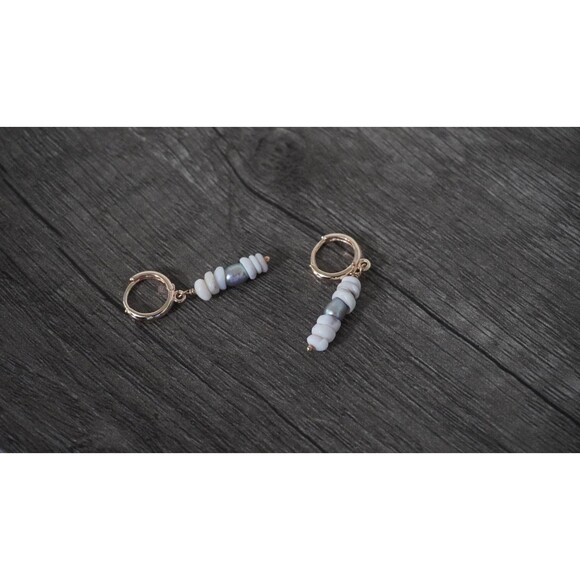 Freshwater Pearl Puka Shell Earrings, 14k Gold Fill - Picture 1 of 3